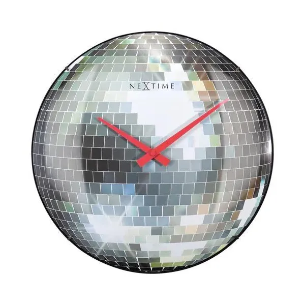 "Disco Ball" - Wall Clock, Ø 35 cm, silver