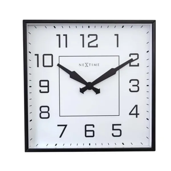 "Be Square" - Wall clock, 35 x 35 cm, Arabic metal, black