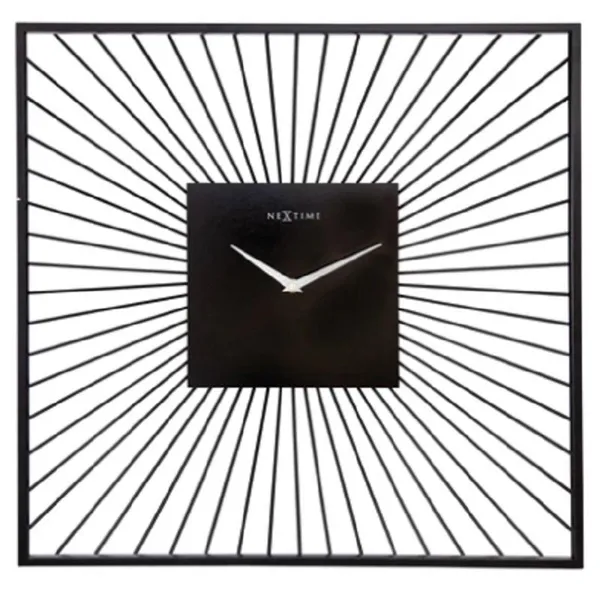 3303ZW - Vasco Square" Wall Clock, Silent, Black, Metal, 45x45x15 cm