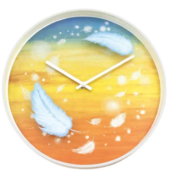 3311 - Feathers" wall clock, Silent, Multicoloured, Plastic , 30 cm