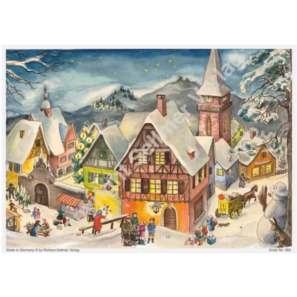Adventskalender A4 - verschneites Dorf