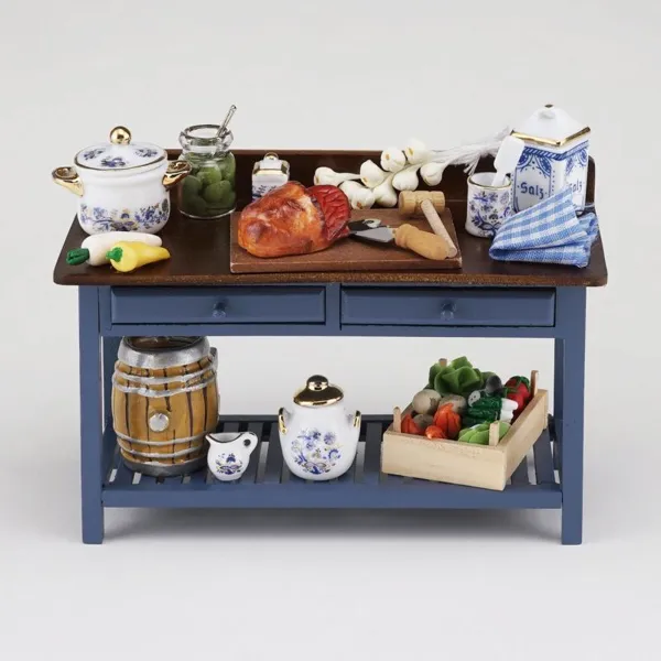 001.525/0 - Miniature, large blue work table "Gold Onion