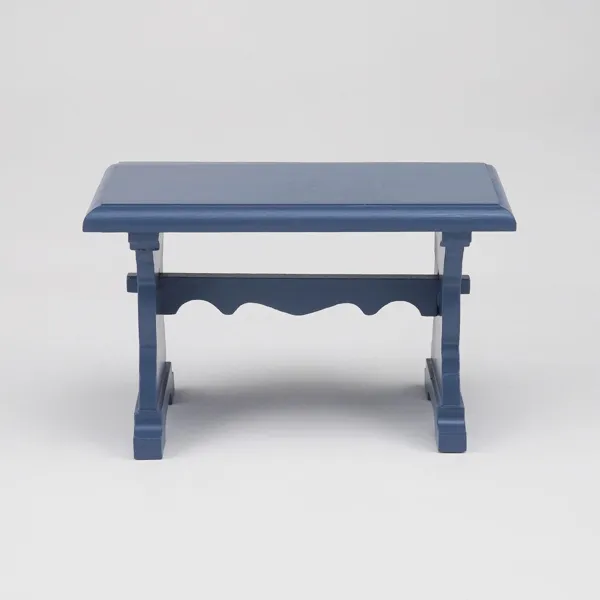 Blue wooden dining table, empty