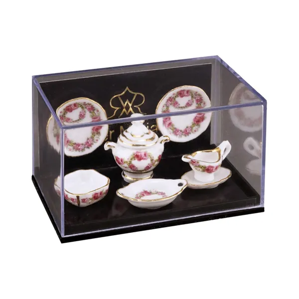 001.577/6 - Miniature, Dining Service for 2 Persons Rose Ribbon