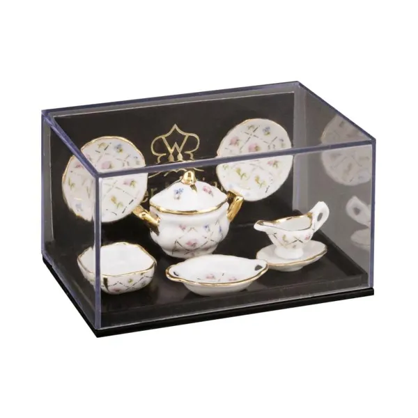 001.578/6 - Miniature, Dining Service for 2 "Gold/Check" Persons