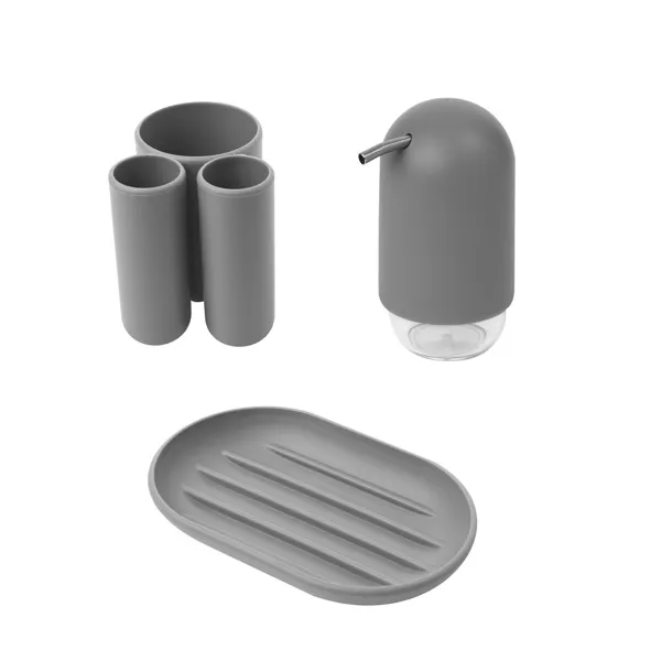 Umbra Touch Bundle , soap dish, soap dispenser, toothbrush holder grey