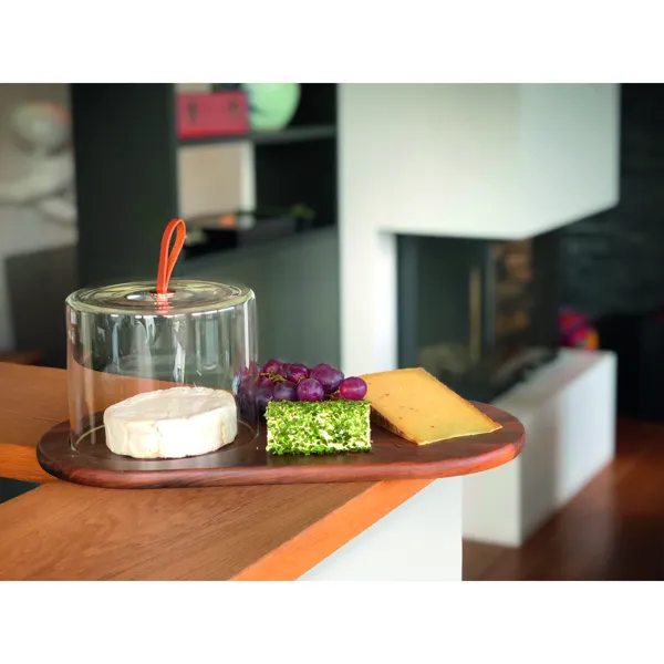 Walnut Cheese Board with Glass Bell Jar