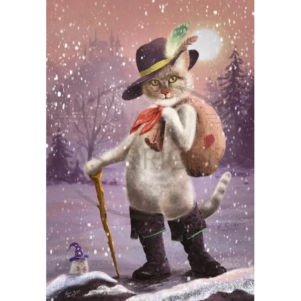 2980 - Puss in Boots" Christmas Postcard