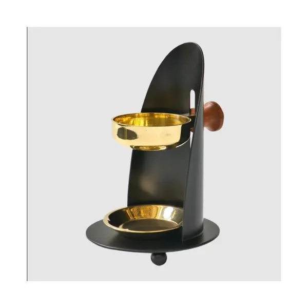 2048 - Incense burner made of black brass, height-adjustable