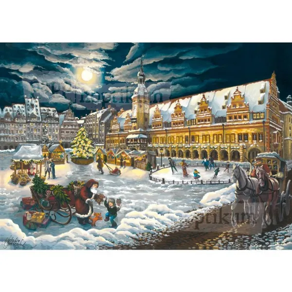 1003 - Leipzig - Old Town Hall Market bustle (folded card)