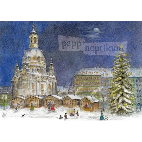 1009 - Dresden - Christmas Market Frauenkirche (folding card)