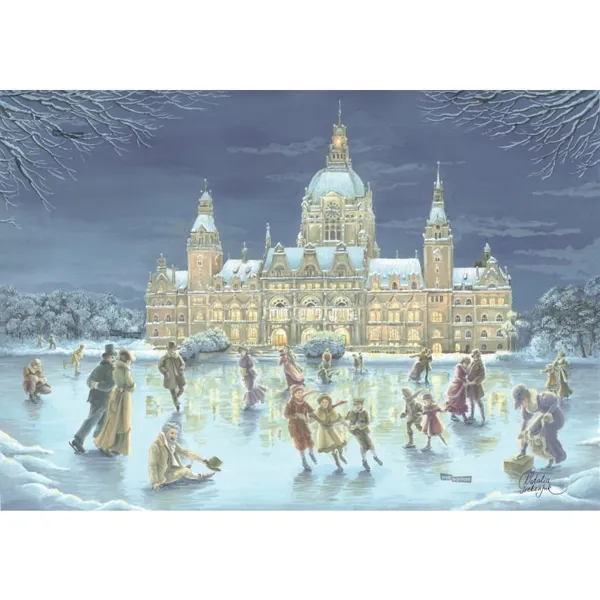 1084 - Hanover - Ice skating on the Maschsee (folding map)
