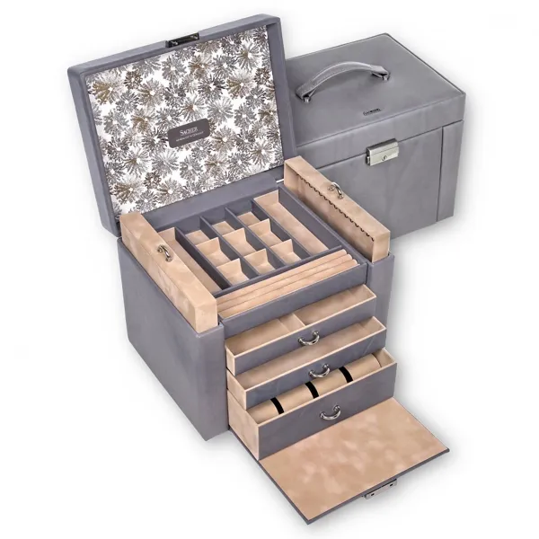 88.510.561643 - Jewellery box Marta fleur venice grey leather