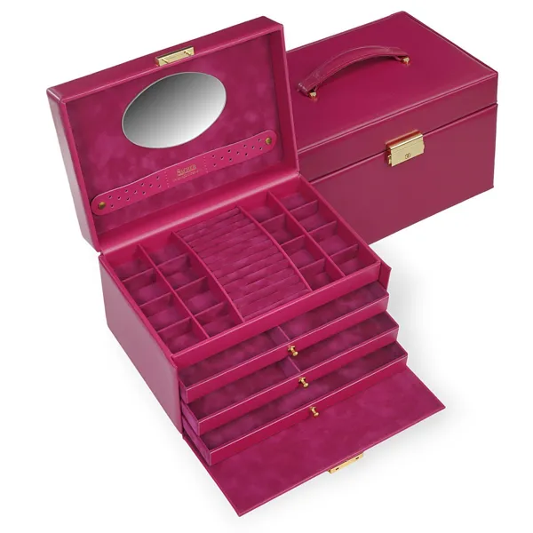 74.519.560707 - Jewellery box Karen colisimo pink full-grain cowhide