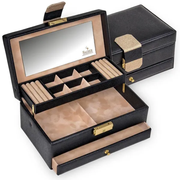 34.000.120443 - Jewellery box Helen saffiano black