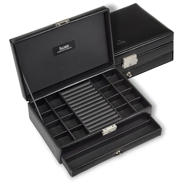 2040.0104N04 - Ring and collector's case black exclusive black leather