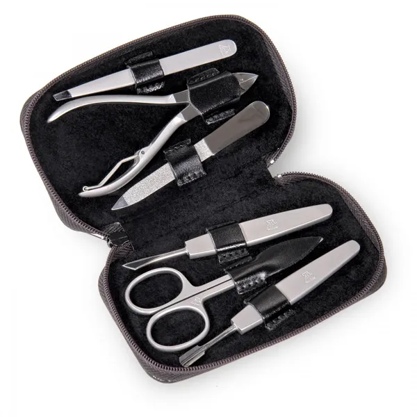 TR100R.0104 - 6-piece manicure case Manicure set black leather