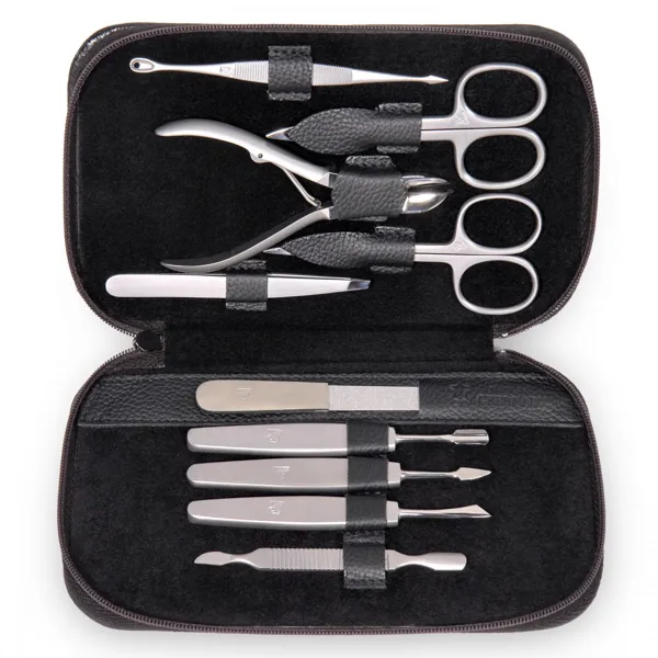 TR600R.1504 - 10-piece manicure case manicure set black leather