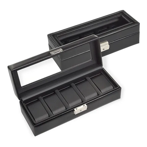 1115.0104N04 - Watch case for 5 watches black exclusive black leather