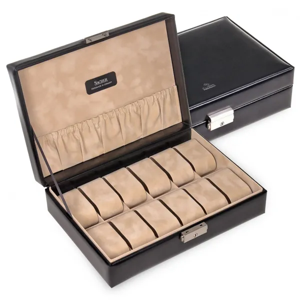 2019.010443 - Watch case for 12 watches new classic black leather