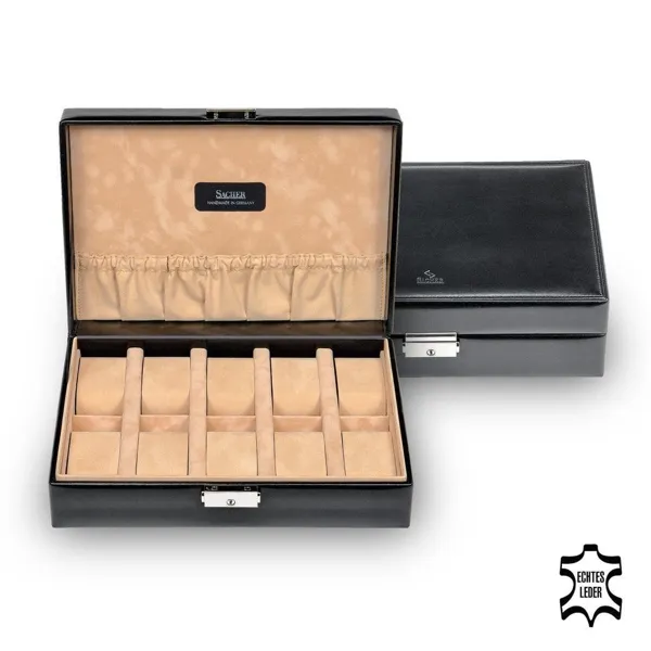 2018.010443 - Watch case for 10 watches new classic black leather