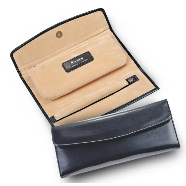 1010.1104P18 - Jewellery roll new classic black full grain leather
