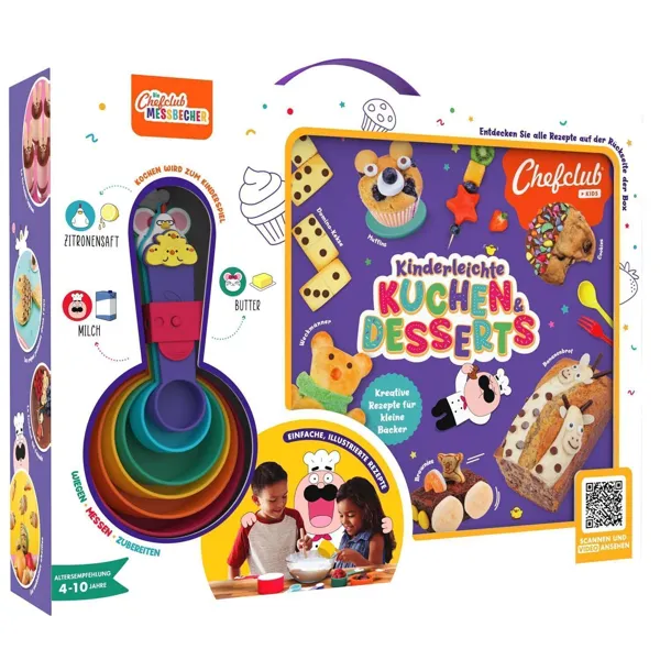 012973 - Set: Recipe book "Kinderleichte KUCHEN DESSERTS" with Chefclub measuring cups