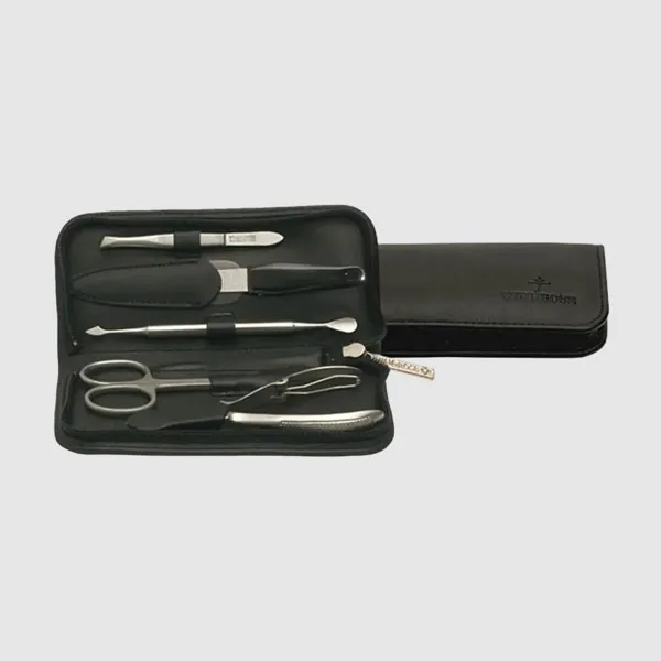 803103.08 - 5-piece manicure case nappa black (full cowhide)