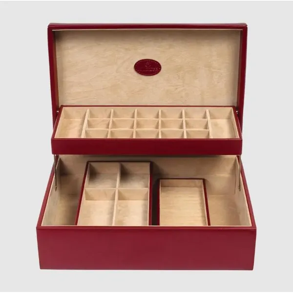 803350.00 - Charmbox mit 2 herausnehmbaren Einsätze Merino rot