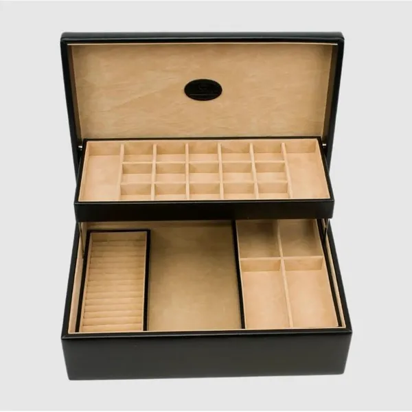 803350.08 - Charm box with 2 removable inserts Merino black