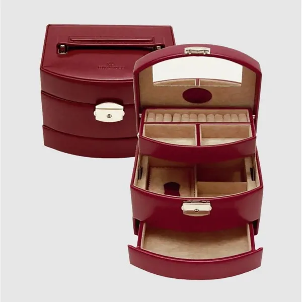 803693.00 - Automatic jewellery case Merino red