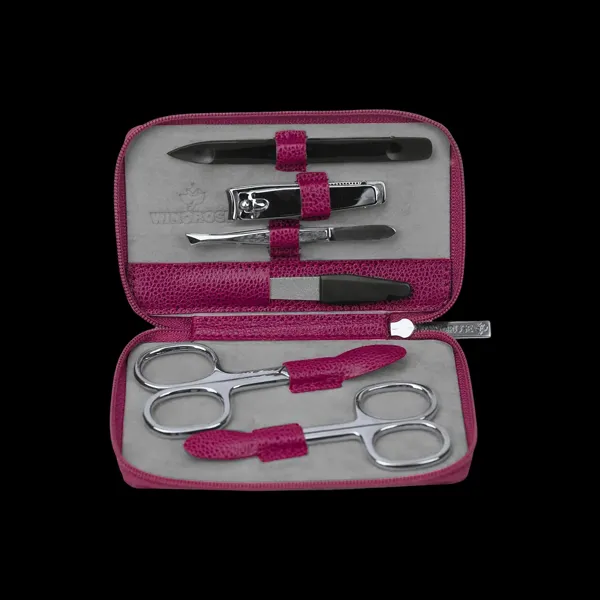 803866.06 - 6-piece manicure case Beluga berry (leather)