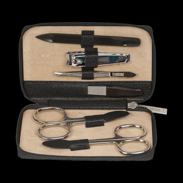 803866.08 - 6-piece manicure case Beluga black (leather)