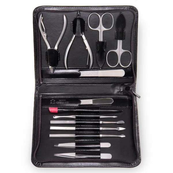 TR800R.0104 - 13-piece manicure case Manicure set black (leather)