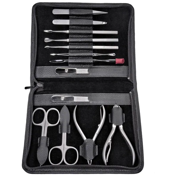 TR800R.1504 - 13-piece manicure case Manicure set black (leather)