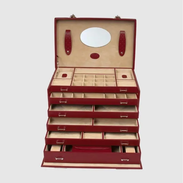 803347.00 - Jewellery case XXL with integrated jewellery bag Merino red