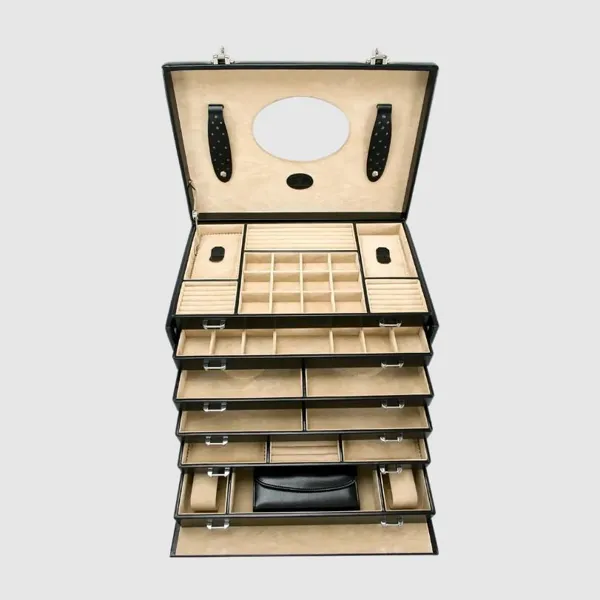 803347.08 - Jewellery case XXL with integrated jewellery pouch Merino black