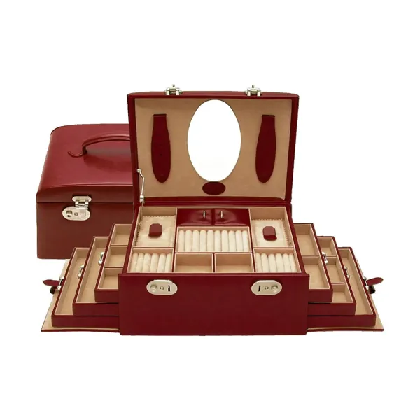 803683.00 - Jewellery case Merino red