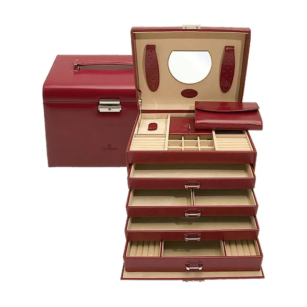 803696.00 - Jewellery case with integrated jewellery bag Merino red