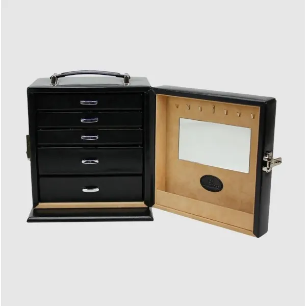 803736.08 - Jewellery case with integrated jewellery pouch Merino black