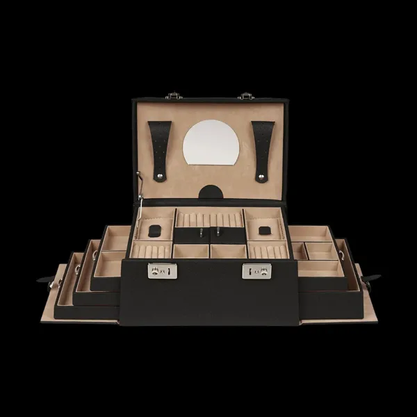 803854.08 - Jewellery case Beluga black (leather)