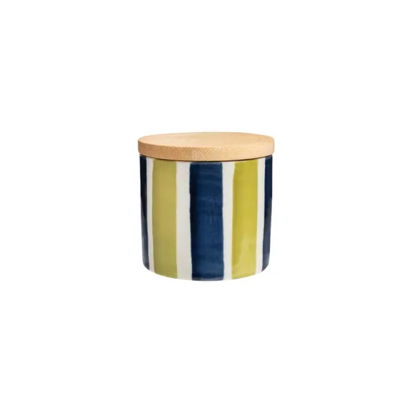 POR632 - Storage jar STRIPES 7.8 cm, blue/green