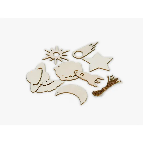 3980998 - Space WOOD decoration SMALL - 24 pcs