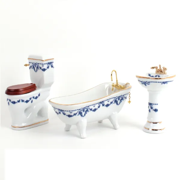 001.764/3 - Bathroom Set "Blue Ribbon", 3 Pieces, miniature