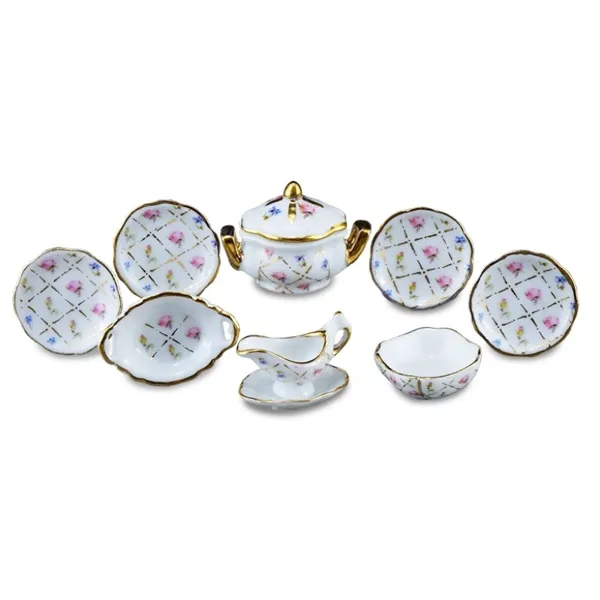 001.378/6 - Tableware Set "Checker Gold", 9-pieces, miniature