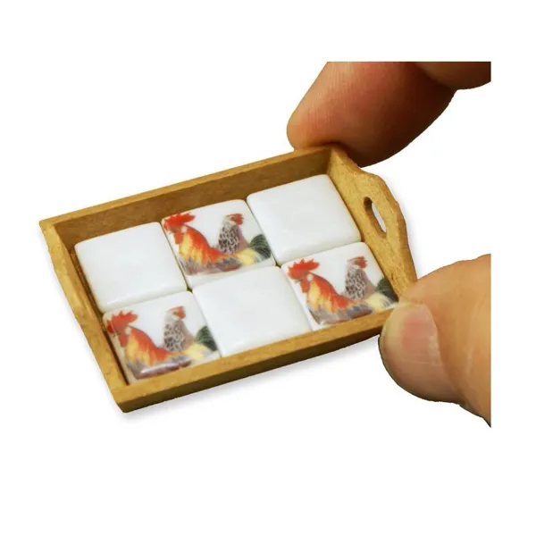 1.765/0 - Serviertablett mit Fliesen "Hahn", Miniatur