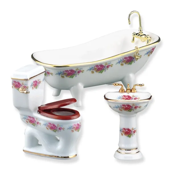 001.770/4 - Bathroom Set "Dresden Rose", 3-pieces, miniature