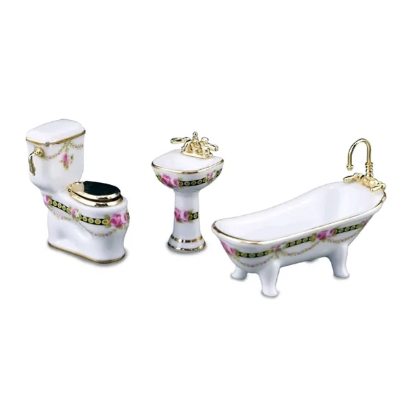 001.420/7 - Bathroom Set "Victoria", 3-pieces, miniature, with gold rim