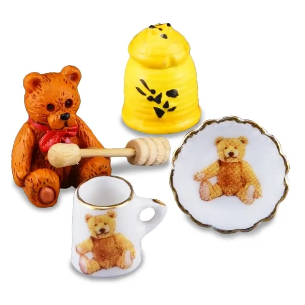 001.454/5 - Honey pot with small bear and dishes, miniature