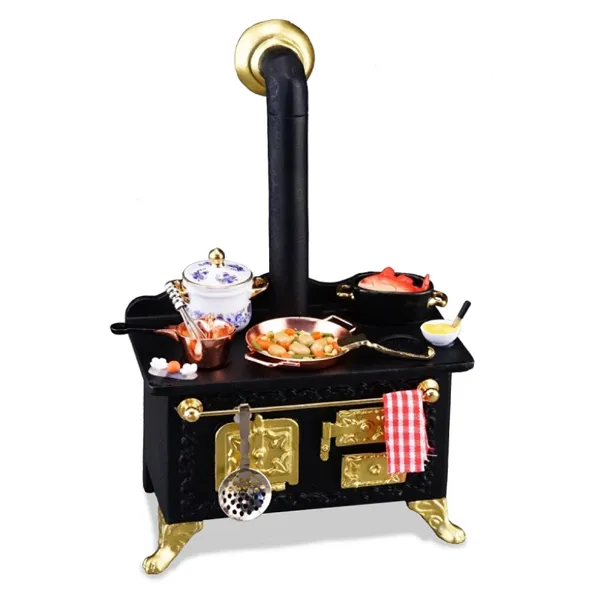 001.830/3 - Dollhouse stove, decorated, miniature
